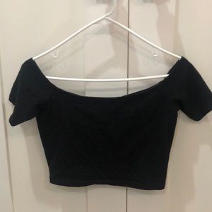 American Apparel black off the shoulder crop top